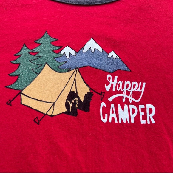 Lazy One Red & Gray “Happy Camper” Short Sleeve Top - Size XL - Picture 2 of 3